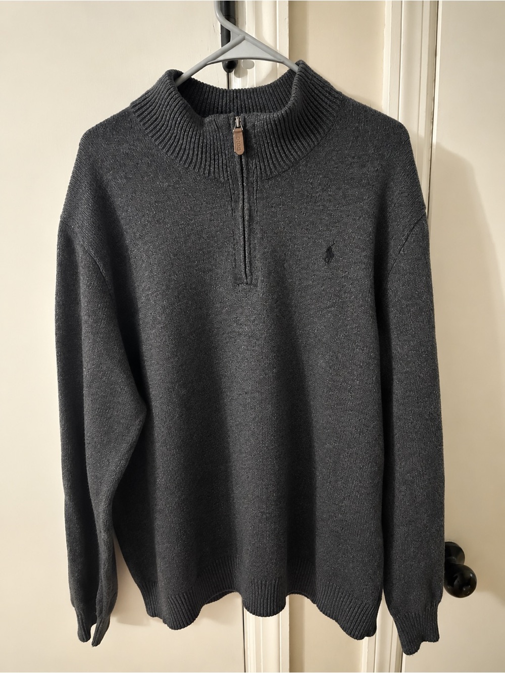 Ralph Lauren Dark Charcoal Zip-Neck Sweater